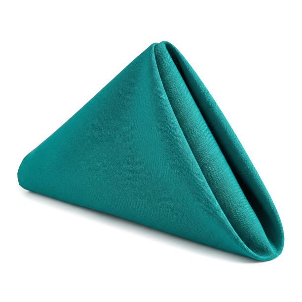 REGALWOVEN 12 Paquete de Servilletas de Tela, Servilletas de Cena Lavables y Reutilizables de Satén para Restaurante, Bodas, Eventos y Fiestas Azul Pavo Real 12x12 pulgadas