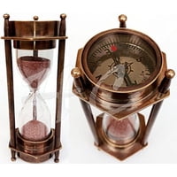 Thorinstruments (With Device) - 5 Reloj De Arena De Latón Decorativo Con Brújula De Latón Marítimo Antiguo