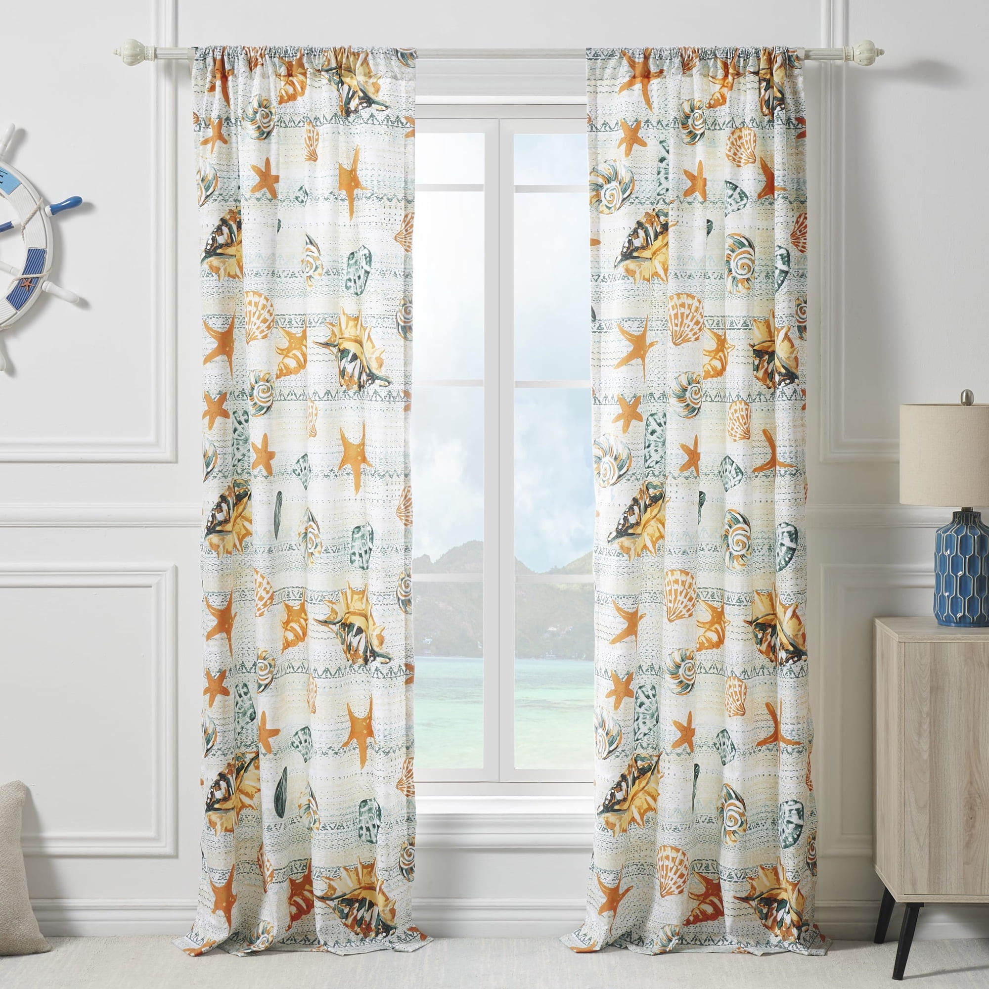 Greenland Home Fashions - Paneles De Cortina Greenland Home Kona Coastal Paradise, Juego De 2