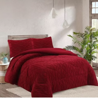 Tecnocasa - Plumon De Invierno Con Chiporro Trenzados Color Burdeo Plaza Y Media