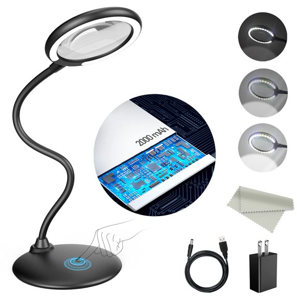 Lupa Raweao 5X recargable con luz y soporte