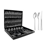 Juego De Cubiertos Oslo De Acero Inoxidable Con Cuchillos De Mesa Y Estuche De Madera De 76 Piezas Tramontina