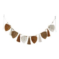 Magideal - Macramé Con Hojas Para Colgar En La Pared, Telón De Fondo Bohemio, Macramé Nórdico Para Colgar En La Pared, Tapiz Tejido De Hojas, Exhibición De Fotos Caqui