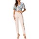 thumbnail image 2 of INSPIRE CHIC Blusa de Mujer con Estampado Floral, Escote en V, Mangas Acampanadas, Dobladillo Fruncido, Blanco Azul XL, 2 of 6