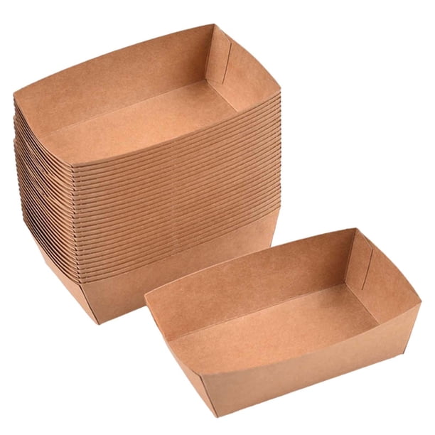 100 x Bandejas Desechables para Servir Comida para Llevar, Botes de Comida de Papel Ecológicos de Alta Resistencia para Ensalada de Frutas para Hot Do 15x85x4cm
