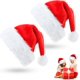 thumbnail image 1 of Paquete de 2 gorros de Papá Noel, gorros de Papá Noel unisex para fiestas navideñas, gorro navideño con felpa de terciopelo para adultos y niños., 1 of 7