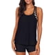 thumbnail image 3 of Tankini push-up con espalda en T, estampado a rayas y pantalones cortos para mujer, 3 of 4