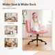 thumbnail image 2 of Silla giratoria Furnimart rosa de peluche sintético con asiento ajustable, 2 of 9