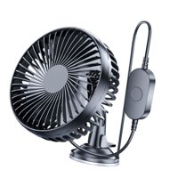 Magideal - Ventilador De Refrigeración Para Automóvil Eléctrico 12V 24V Usb 3 Velocidades Negro 140 Cm De Largo Cable Usb Ajuste De Ángulo De Rotación Horizontal Soporte De Succión