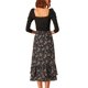 thumbnail image 3 of Faldas de Gasa para Mujer INSPIRE CHIC Cintura Elástica Volantes en Capas Falda Midi Floral Negro-Floral L, 3 of 8