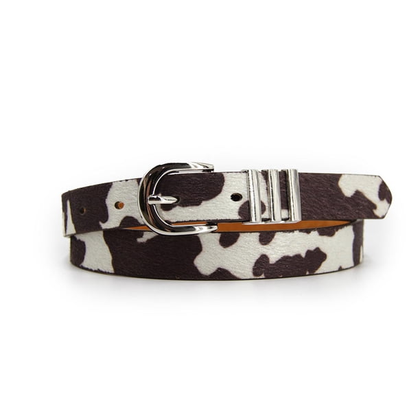 Cinturón Mujer Delgado Hebilla E Plateada Ajustable Moda negro Talla Única