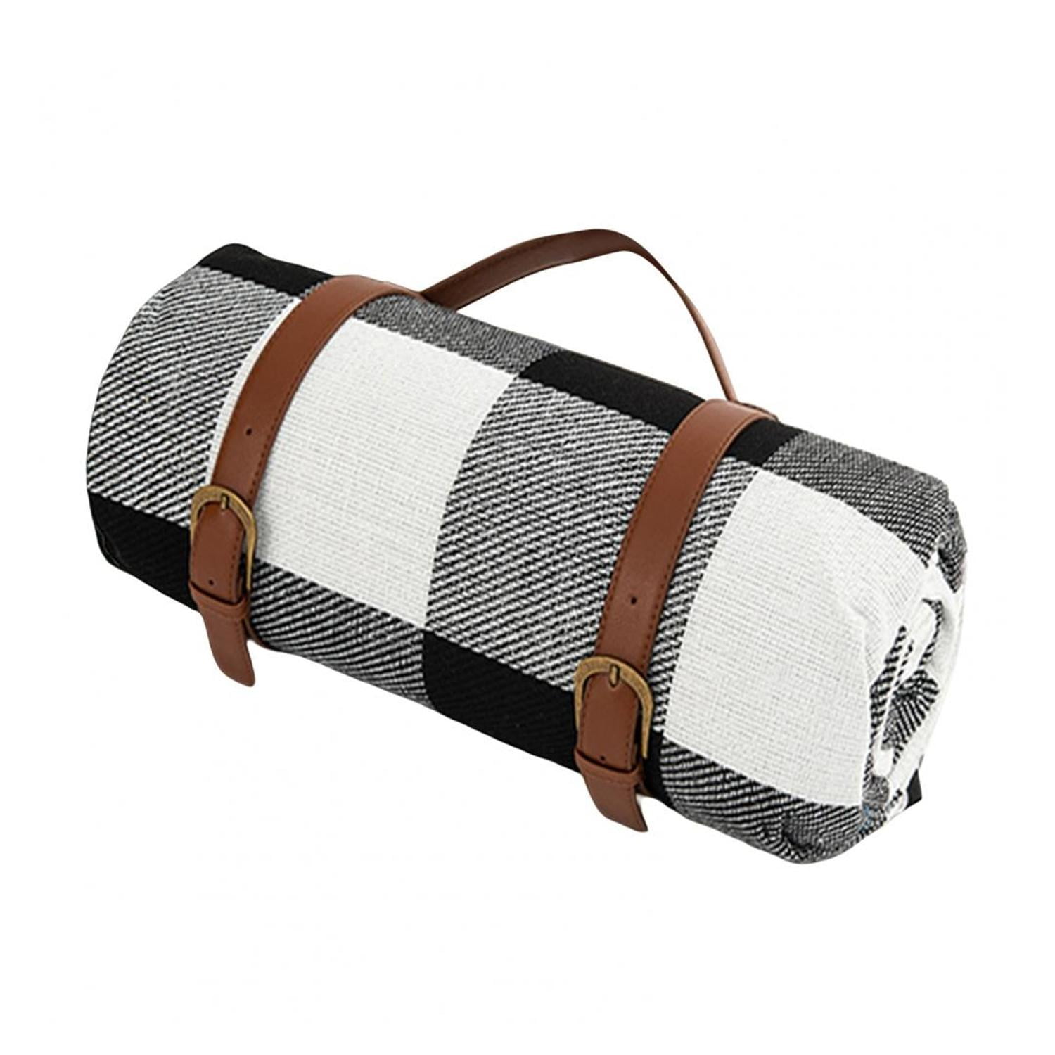 Global Latin - Manta Picnic De Cuadros Negros Con Blanco