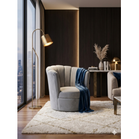 Muebles New - Sitial Flor Giratorio Gris Felpa