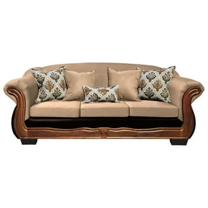 América Decora - Sofá Con Resorte Estructura Búfalo 4 Personas Chenille+Pu Beige X