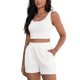 thumbnail image 4 of Conjunto ATHLECHIC para Mujer 2 Piezas Conjunto de Top Corto de Punto Acanalado y Shorts con Bolsillo S Blanco, 4 of 5
