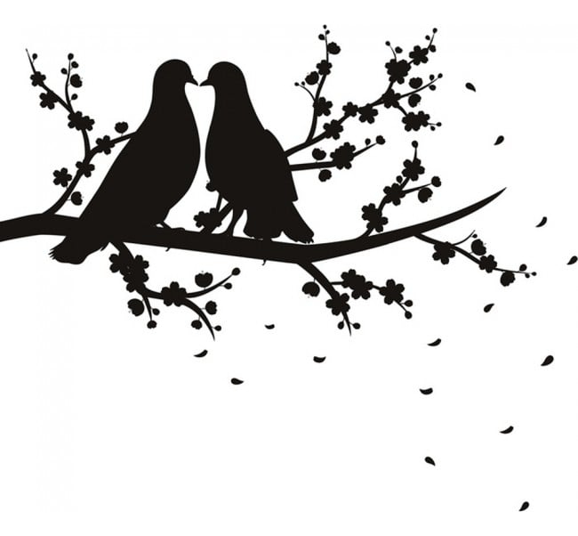Rienda Libre Graphics - Decomural Doves On Branch Birds Trees Ws-18349