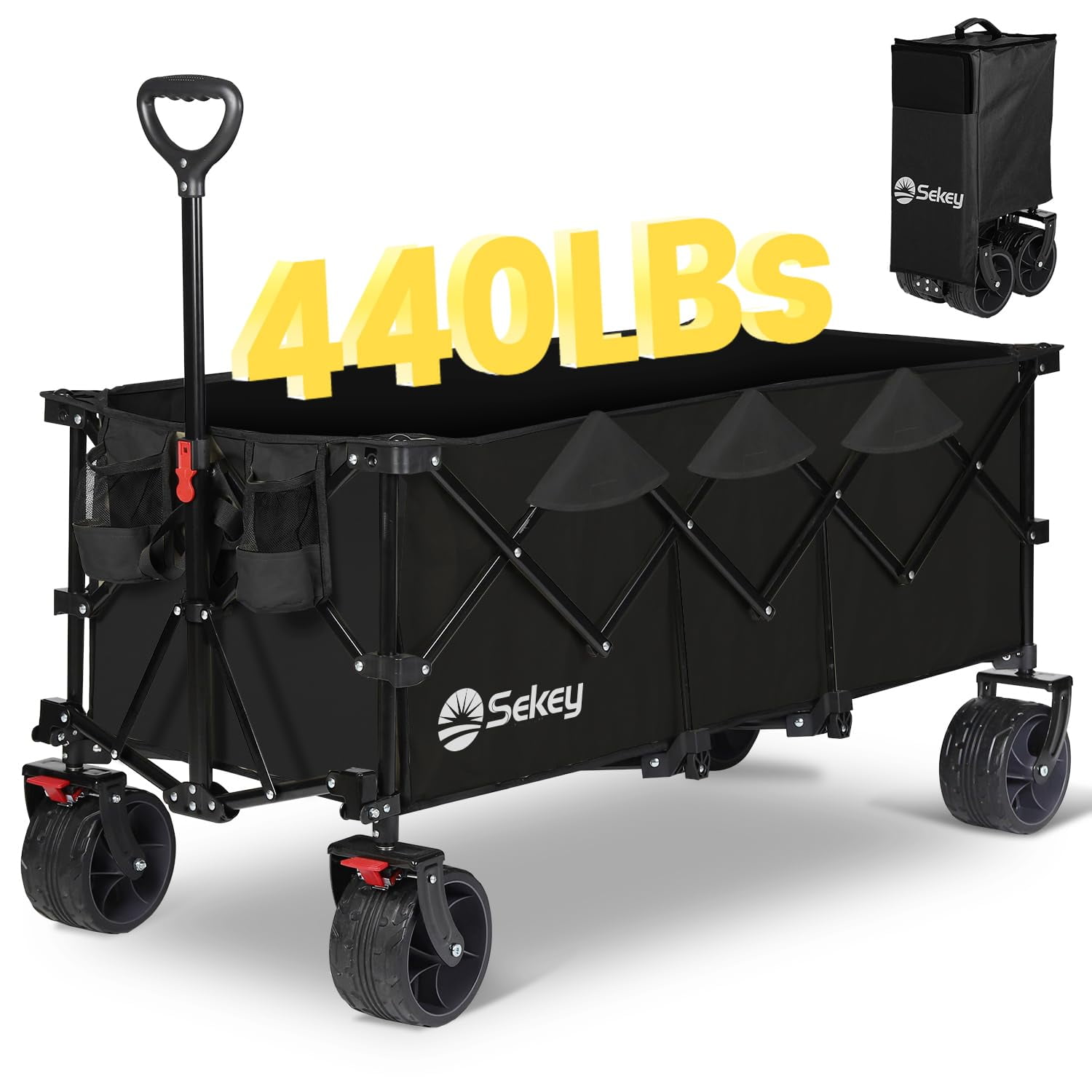 Wagon Sekey Plegable Y Plegable, 48 Pulgadas De Largo, 200 Kg, Negro