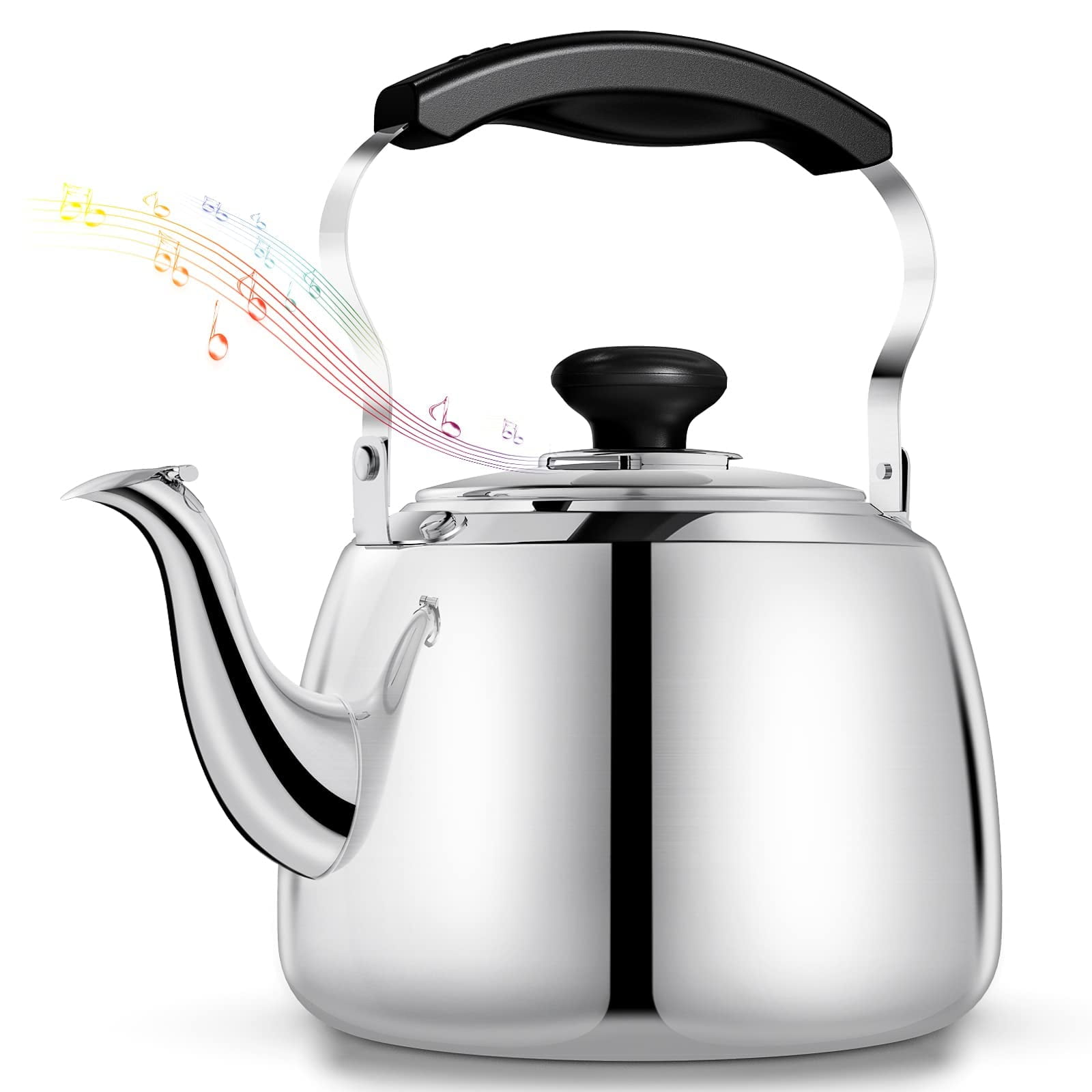Hervidor De Té Tohsssik De Acero Inoxidable, 2 Litros, Para Estufa, Silbido