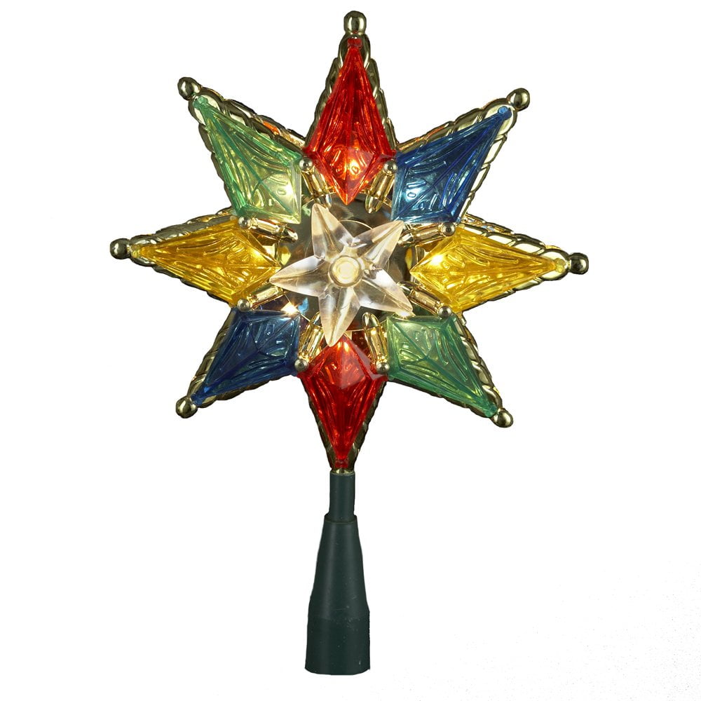 Kurt S. Adler - Estrella Kurt Adler Con 10 Luces Y 8 Puntas En La Copa Del Árbol De Navidad, 20 Cm