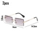 thumbnail image 2 of Gafas de sol rectangulares sin montura retro para mujer y hombre, lentes tintadas, montura de metal dorado, gafas cuadradas vintage sin montura., 2 of 6