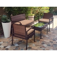 Velazio - Juego De Living Terraza Doral 4 Personas Cojines Impermeables, Símil Ratan