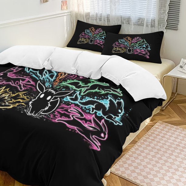Eevee Eeveelution 3-Piece Bedding Set Soft Warm And Comfortable Soft Bed Set for Bedroom