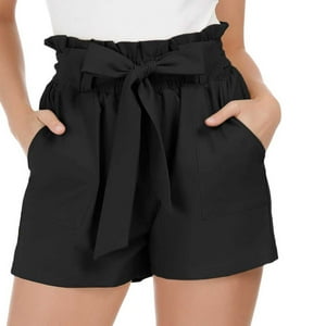 Malltradecl - Pack 3 Short Casual Mujer Soft, Tiro Alta Bud Elástica Negro