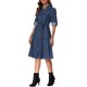 thumbnail image 4 of INSPIRE CHIC Vestido de Mezclilla para Mujeres Regreso a Clases Manga Larga Abotonado Línea A con Cinturón Clásico Vestidos de Jean S Azul Oscuro, 4 of 6