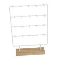 Ioensy - Estante De Presentación De Joyería Con 20 Ganchos, Soporte De Joyería Para Pendientes, Tarjetas, Colgantes, Color Blanco