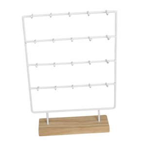 Ioensy - Estante De Presentación De Joyería Con 20 Ganchos, Soporte De Joyería Para Pendientes, Tarjetas, Colgantes, Color Blanco