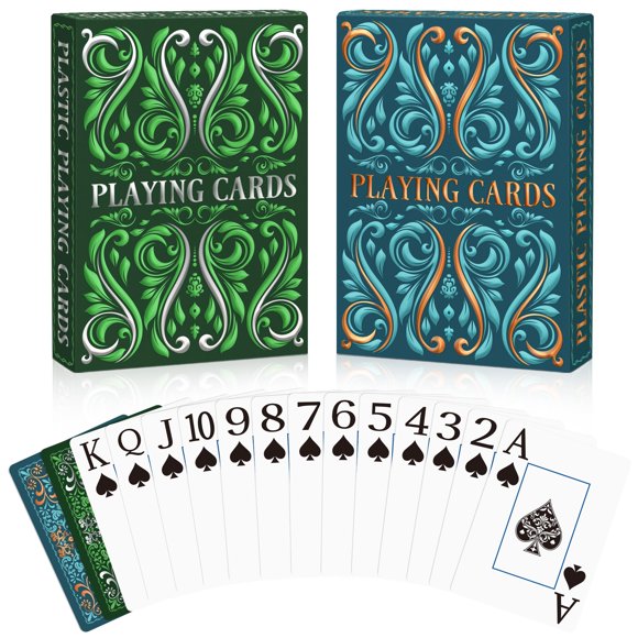 Cartas De Juego Impermeables Impresión Grande Paquete De 2