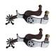 thumbnail image 4 of 2 piezas de caballos espuelas occidentales de vaquero con equipo giratorio en equipo ecuestre tallado diseño antiguo de puta de caballo para, 4 of 5