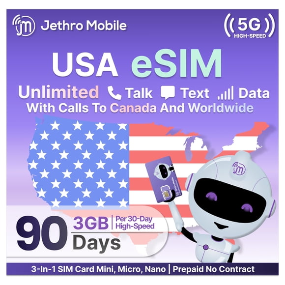 Plan Prepago eSIM Jethro Mobile 90 Días 3GB Datos Ilimitados
