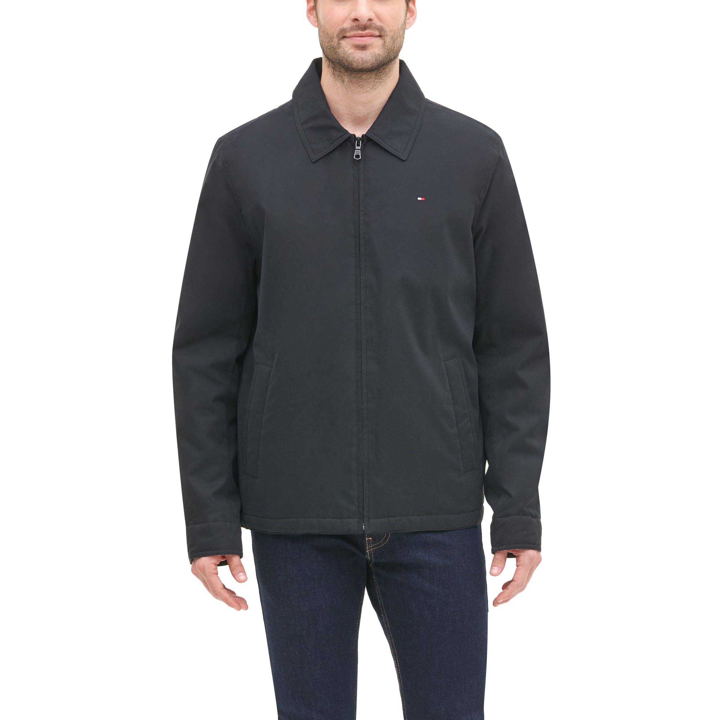 Chaqueta Tommy Hilfiger Ligera De Microsarga Para Golf, Color Negro