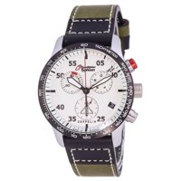 Reloj Analógico Zeppelin Eurofighter Cronógrafo Correa De Cuero Esfera Beige Hombre