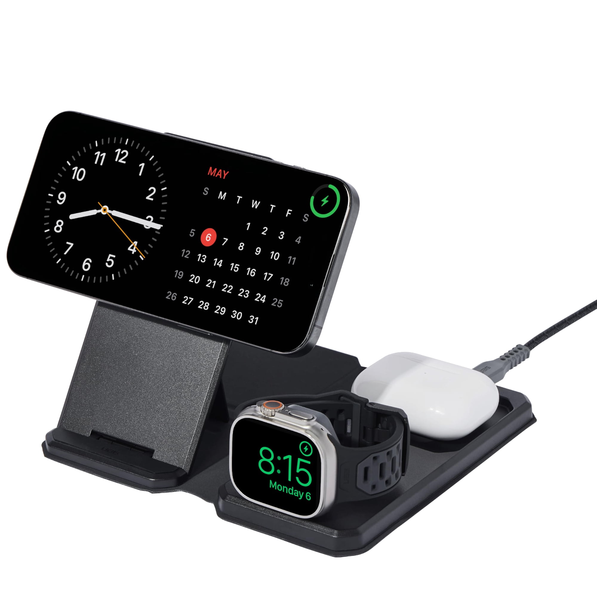 Urban Armor Gear Srge Cargador Inalámbrico Plegable 3 En 1 De 15w