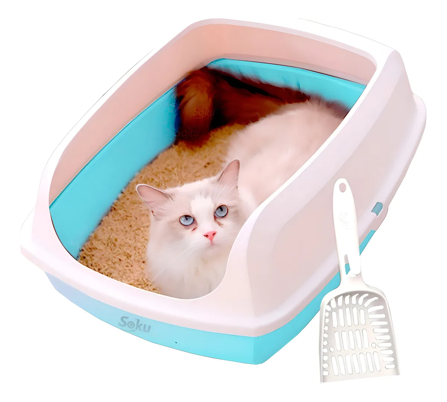 Genérico - Arenero Gato Extension Anti Derrame Pala Caja Grande Color Azul Cielo