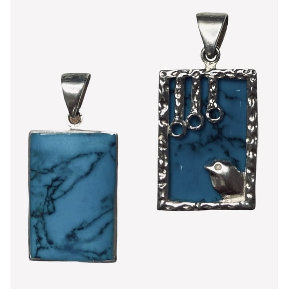 Colgante plata 925, reversible Turquesa