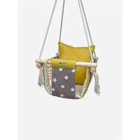 Ludisens - Columpio Ergonómico De Algodón, Modelo Colcha Estrella Amarilla Hasta 35 Kilos