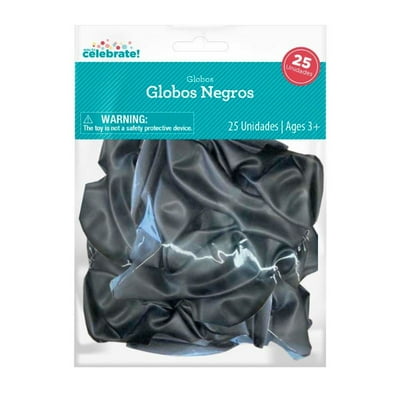 Set 25 Globos De Látex Color Negro  Way To Celebrate