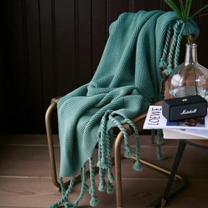 Wyj Hogar - Manta Encaje De Lana Gruesa Tejida A Mano Premium 150X230Cm Verde
