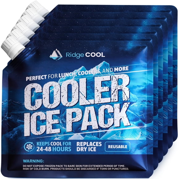Paquete de 6 Bolsas de Hielo RIDGECOOL 25x25 cm Reutilizables y a Prueba de Fugas