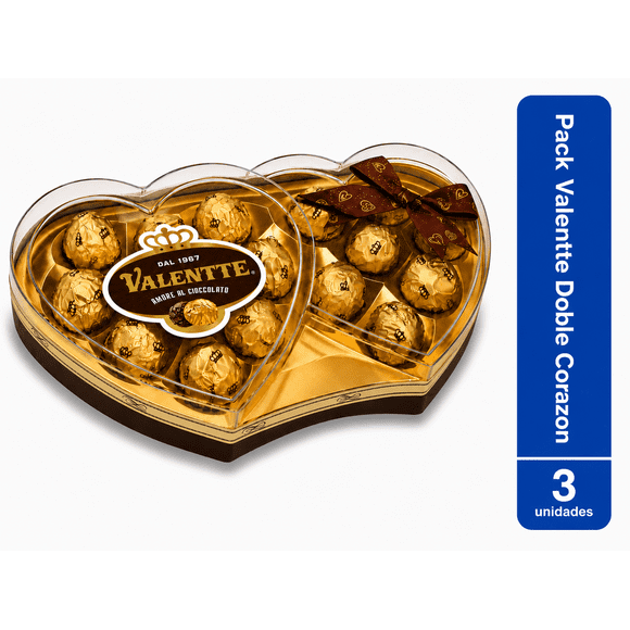 Pack 3 Caja Doble Corazon Valentte 200g
