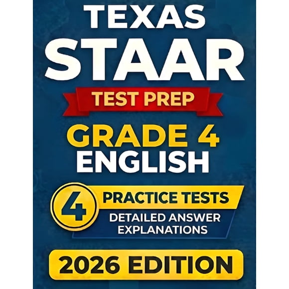 Libro Texas STAAR de inglés para 4.º grado: 4 exámenes completos de RLA