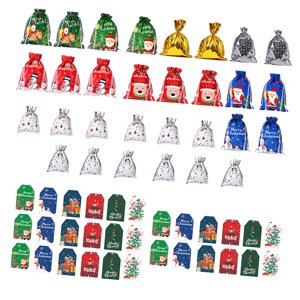 Bothyi - 30 Piezas Bolsa De Regalo De Navidad Con Cordón Bolsa De Dulces De Navidad Para Niños Bolsas Y Etiquetas De Regalo De Vacaciones