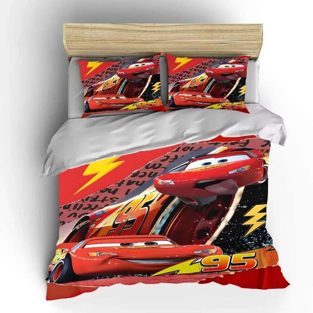 Home Room Bedroom, Car Story Lightning Cartoon Duvet Cover, Pillowcase Bedding Set, Boy Girl Gift Kids Queen Double Bed Bed Sheets
