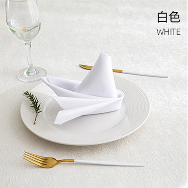Xiao Hua 12 servilletas de tela blancas - 35 x 35 cm (13,78 x 13,78 pulgadas), lavables, de poliéster, de color liso, reutilizables para restaurantes, cenas festivas y uso diario.