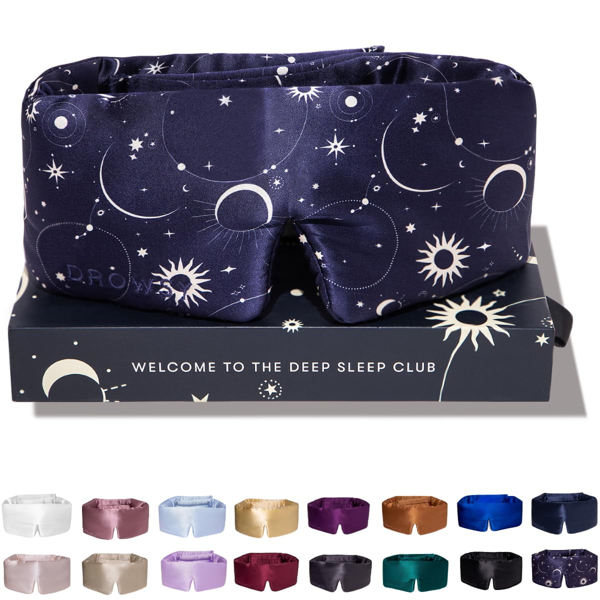 Drowsy - Máscara De Seda Para Dormir Adormecida Que Se Abraza A La Cara Acolchada Cocoon Cosmic Energy