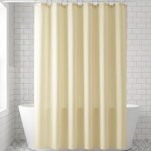 REGALWOVEN Conjuntos de Cortina de Ducha Impermeable de Color Sólido PEVA con 12 Ganchos de Plástico, Estilo Moderno Minimalista para Baño, Gimnasio, Club Amarillo Claro 71"W x 71"L