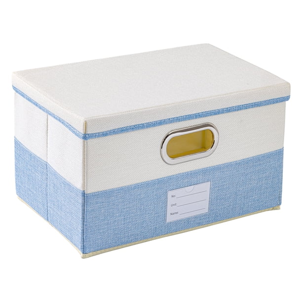 Cubo de Almacenamiento, Caja de Tela con Tapas para Estantes de Armario, Cesta de Almacenamiento Plegable para Organizar Ropa Libros Azul 16.9*11.8*10.6in